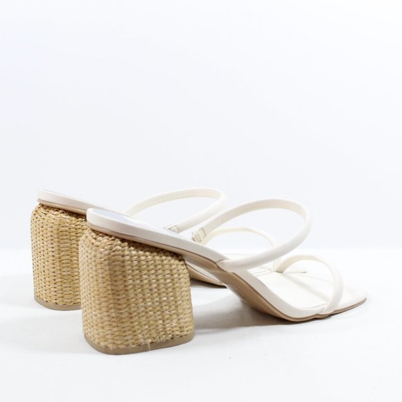 Dolce Vita Nancie Dual-Strap Wicker Heel Sandals - White 11M - Picture 2 of 4